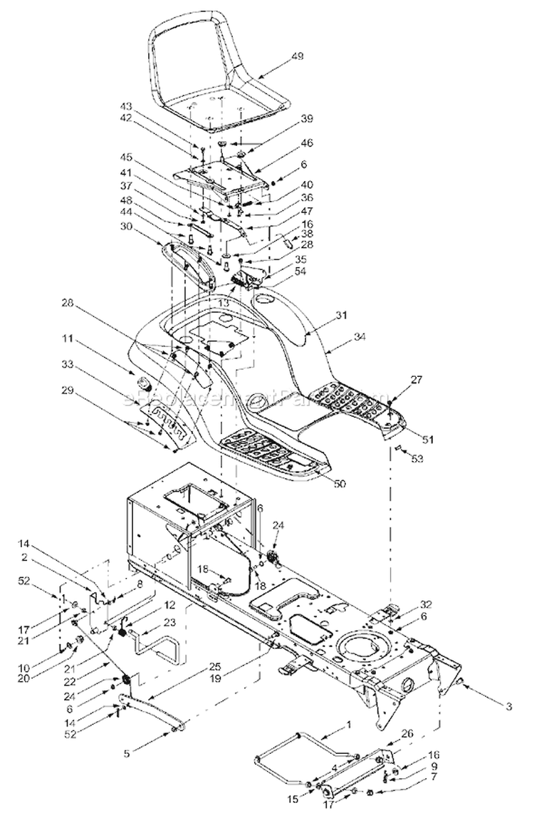 Page E Diagram and Parts List for 13AY614G401 2002 Yard Man Lawn Tractor